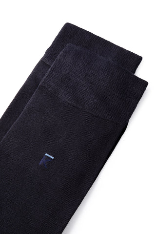  Koyu Lacivert 3'lü Bambu Karışımlı Düz Çorap Hediye Kutulu Set