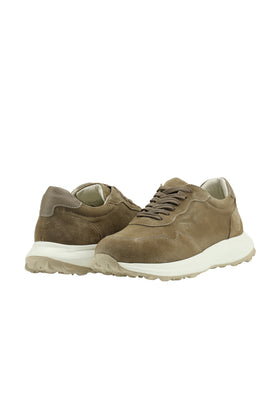 Açık Bej Süet Deri Günlük Sneaker Ayakkabı