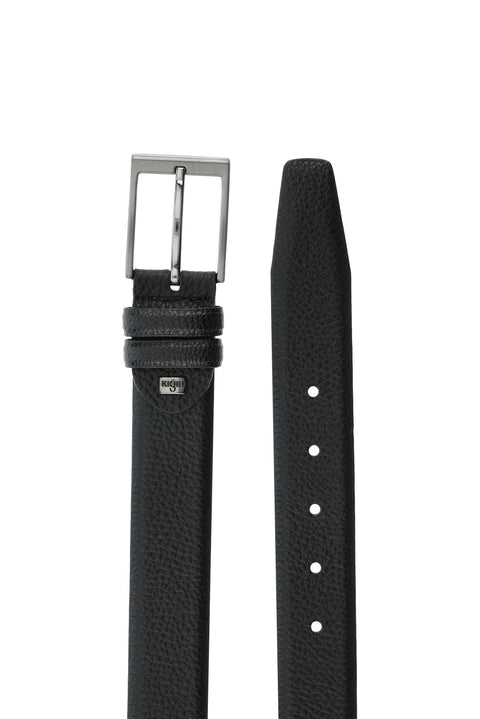 Siyah Desenli 3'lü Deri Kemer & Cüzdan & Kartlık Hediye Kutulu Set