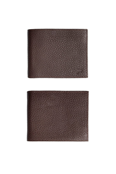 Orta Kahve Desenli 3'lü Deri Kemer & Cüzdan & Kartlık Hediye Kutulu Set