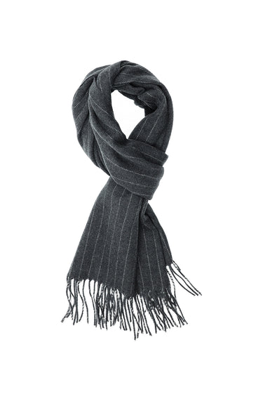  Orta Lacivert İtalyan Çizgili Yün Atkı