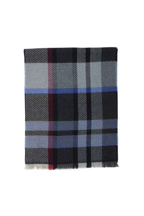 Mavi İtalyan Desenli Yün Atkı