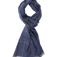 Açık Lacivert İtalyan Ekose Yün Atkı