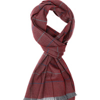 Açık Bordo İtalyan Ekose Yün Atkı