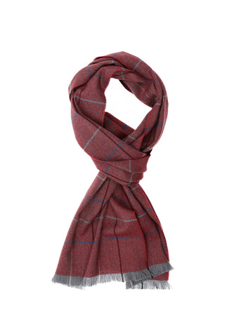  Açık Bordo İtalyan Ekose Yün Atkı