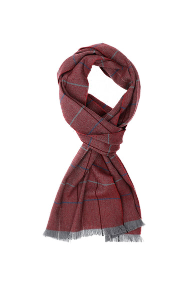  Açık Bordo İtalyan Ekose Yün Atkı