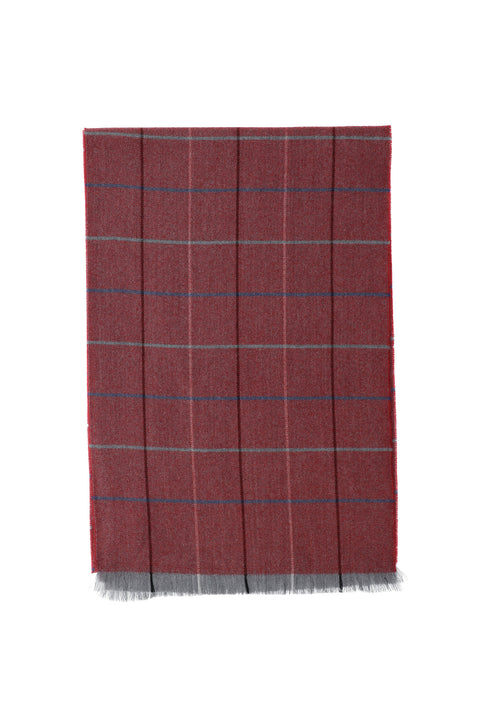 Açık Bordo İtalyan Ekose Yün Atkı