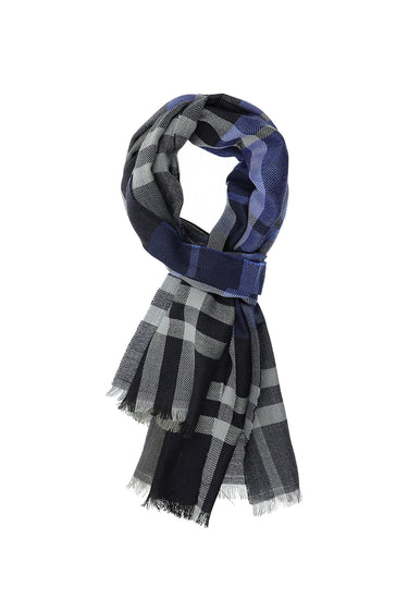  Açık Lacivert İtalyan Ekose Yün Atkı