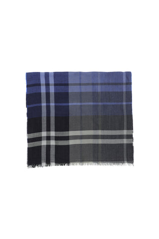  Açık Lacivert İtalyan Ekose Yün Atkı