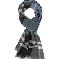 Mavi İtalyan Ekose Yün Atkı