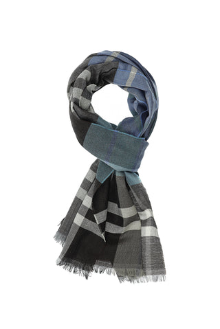  Mavi İtalyan Ekose Yün Atkı