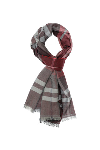  Açık Kırmızı İtalyan Ekose Yün Atkı