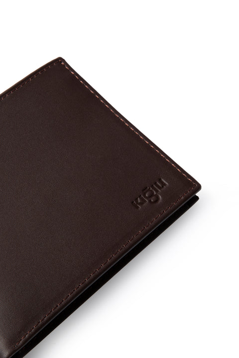 Koyu Kahve Düz Kartlık Para Bölmeli Hediye Kutulu Deri Cüzdan