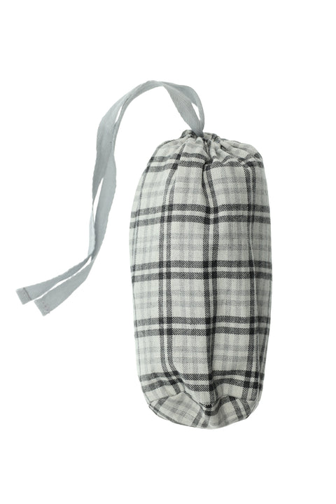 Mid-Grey Melange Cotton Plaid Knitted Pyjama with Bag - Sweatpants