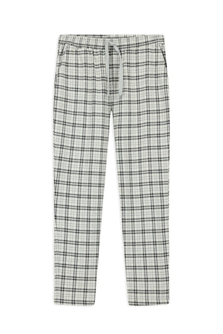  Orta Gri Melanj Slim Fit Dar Kesim Pamuklu Ekose Örme Çantalı Pijama - Eşofman Altı