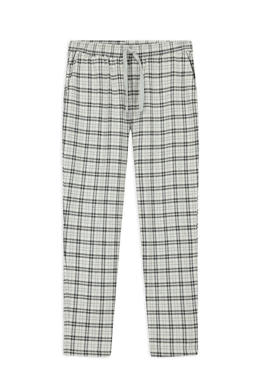  Orta Gri Melanj Slim Fit Dar Kesim Pamuklu Ekose Örme Çantalı Pijama - Eşofman Altı