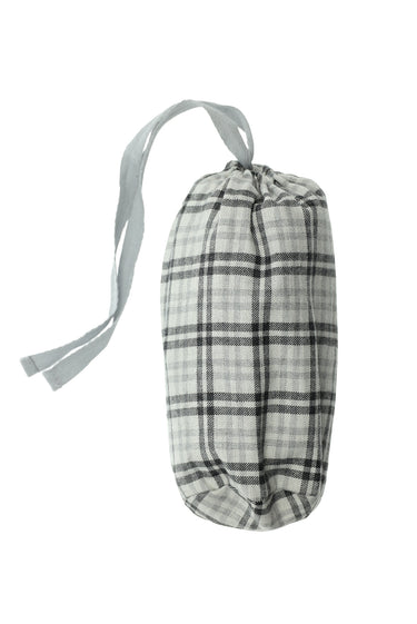  Orta Gri Melanj Slim Fit Dar Kesim Pamuklu Ekose Örme Çantalı Pijama - Eşofman Altı