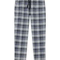 Orta Lacivert Slim Fit Dar Kesim Pamuk Ekose Örme Çantalı Pijama - Eşofman Altı