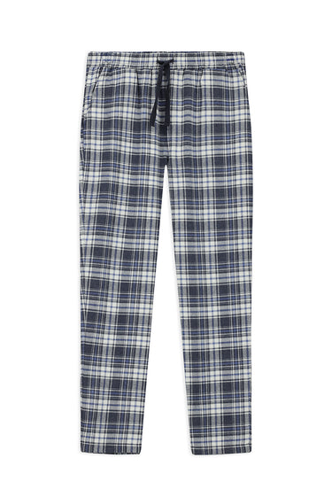  Orta Lacivert Slim Fit Dar Kesim Pamuk Ekose Örme Çantalı Pijama - Eşofman Altı