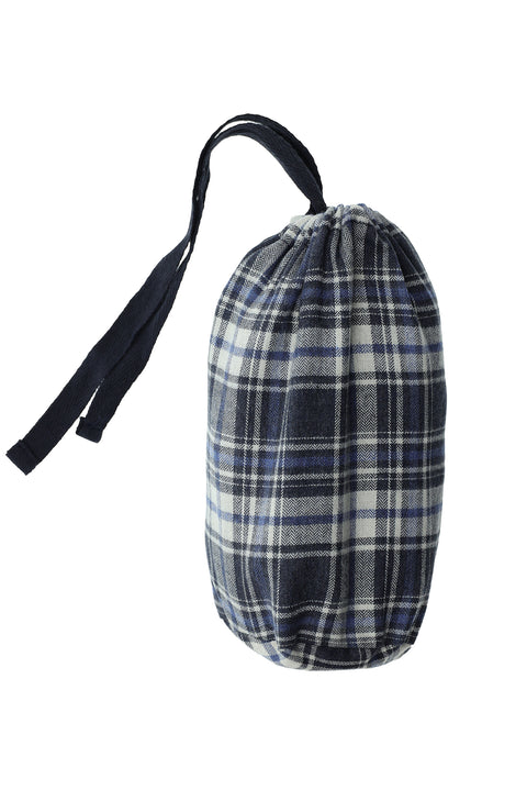 Orta Lacivert Slim Fit Dar Kesim Pamuk Ekose Örme Çantalı Pijama - Eşofman Altı