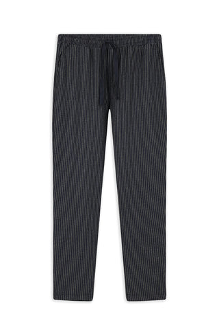  Orta Antrasit Slim Fit Dar Kesim Pamuklu Çizgili Örme Çantalı Flanel Pijama - Eşofman Altı