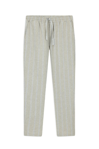  Açık Gri Melanj Slim Fit Dar Kesim Pamuklu Çizgili Örme Çantalı Pijama - Eşofman Altı