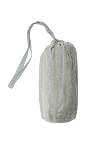  Açık Gri Melanj Slim Fit Dar Kesim Pamuklu Çizgili Örme Çantalı Pijama - Eşofman Altı