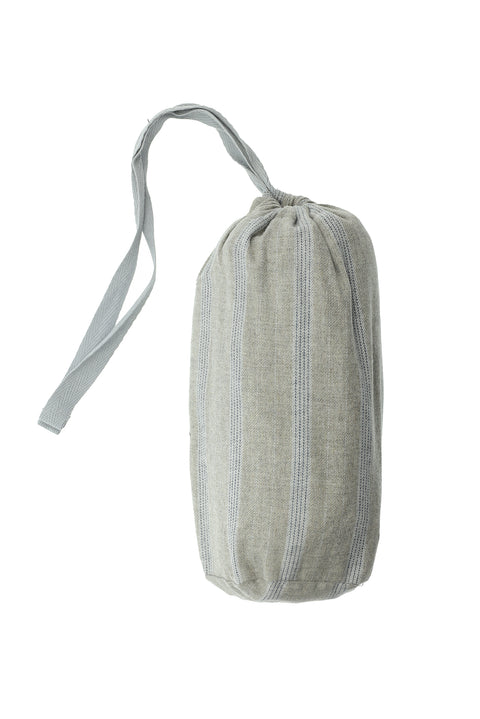 Açık Gri Melanj Slim Fit Dar Kesim Pamuklu Çizgili Örme Çantalı Pijama - Eşofman Altı