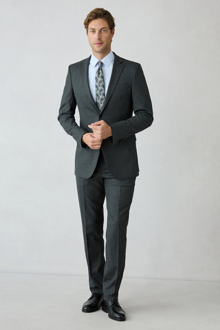  Orta Antrasit 8 Drop Long Slim Fit Düz Mono Yaka Takım Elbise