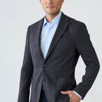 Purple 7 Drop Slim Fit Shawl Collar Textured Wool Knit Classic Jacket