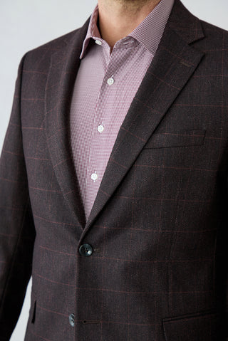  Koyu Bordo 6 Drop Regular Fit Mono Yaka Yünlü Klasik Ceket
