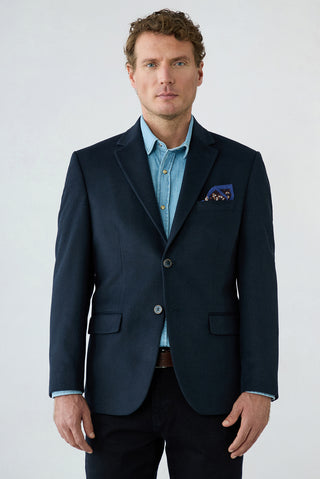  Koyu Lacivert 4 Drop Relaxed Fit Mono Yaka Düz Klasik Ceket