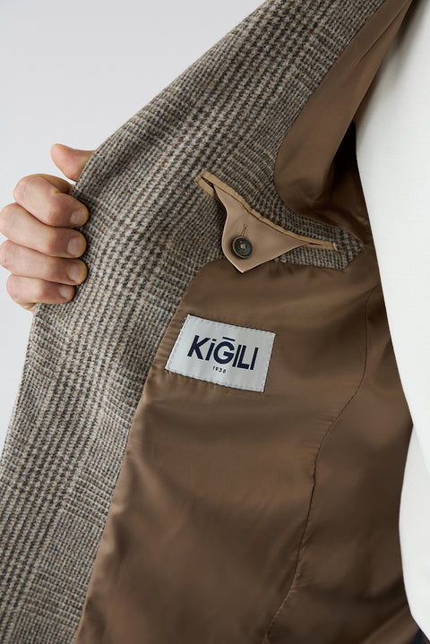 Orta Kahve 4 Drop Relaxed Fit Mono Yaka Yünlü Klasik Ceket