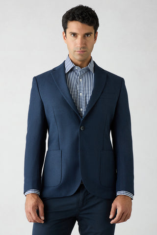  Koyu Lacivert 7 Drop Slim Fit Mono Yaka Balıksırtı Klasik Ceket