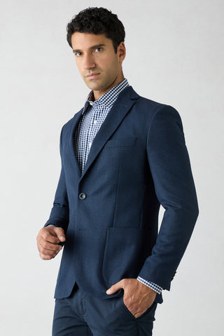  Koyu Lacivert 7 Drop Slim Fit Mono Yaka Balıksırtı Klasik Ceket
