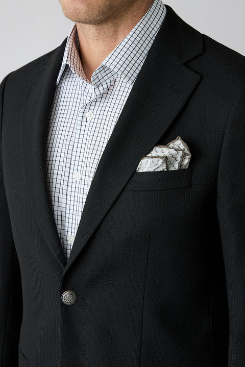 Siyah 7 Drop Slim Fit Dar Kesim Desenli Mono Yaka Blazer Ceket