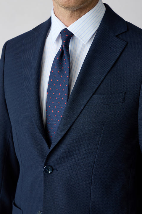 Koyu Lacivert 7 Drop Slim Fit Mono Yaka Armürlü Klasik Blazer Ceket