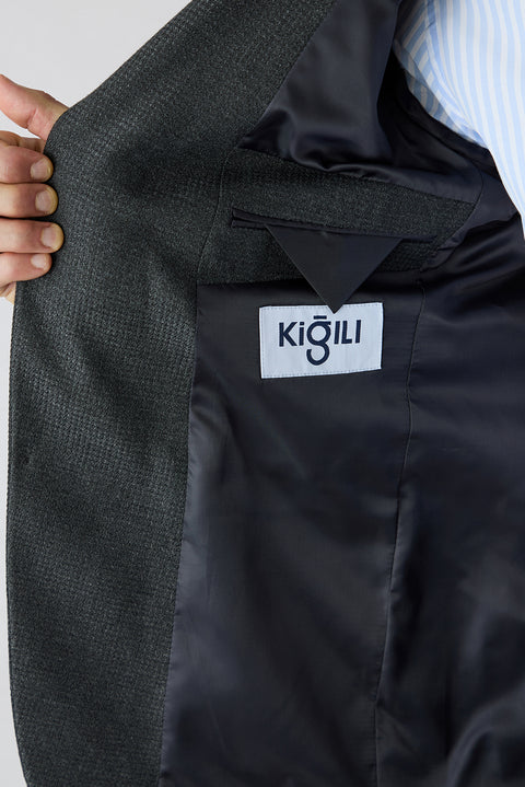Açık Antrasit 6 Drop Regular Fit Standart Kesim Desenli Mono Yaka Blazer Ceket