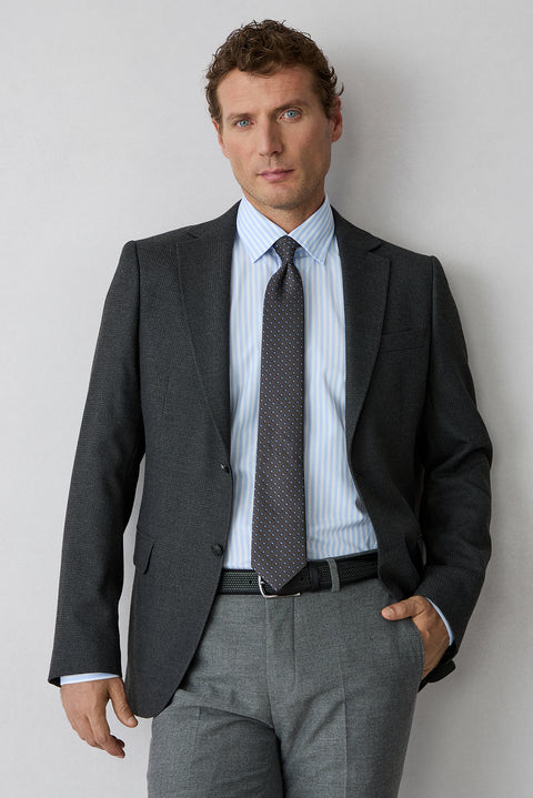 Açık Antrasit 6 Drop Regular Fit Standart Kesim Desenli Mono Yaka Blazer Ceket