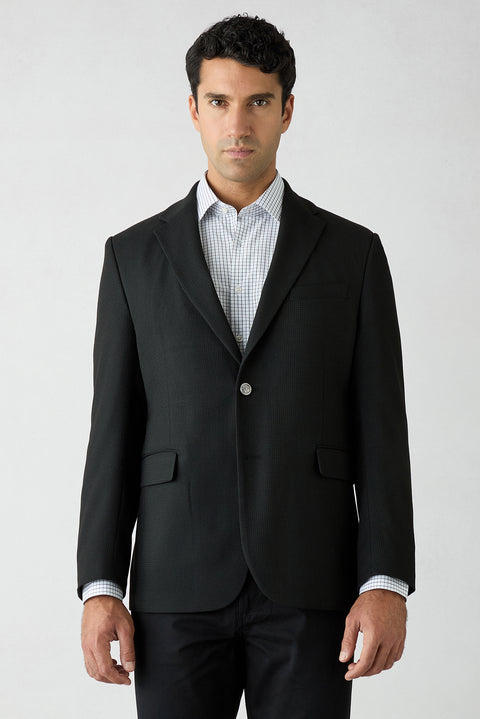 Siyah 4 Drop Relaxed Fit Mono Yaka Armürlü Blazer Ceket