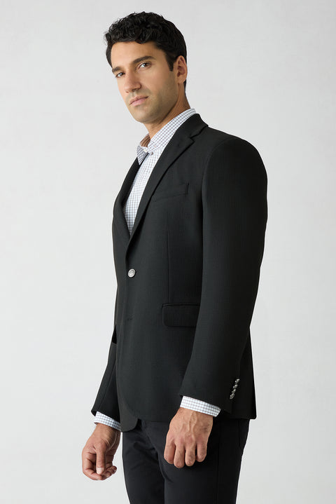 Siyah 4 Drop Relaxed Fit Mono Yaka Armürlü Blazer Ceket