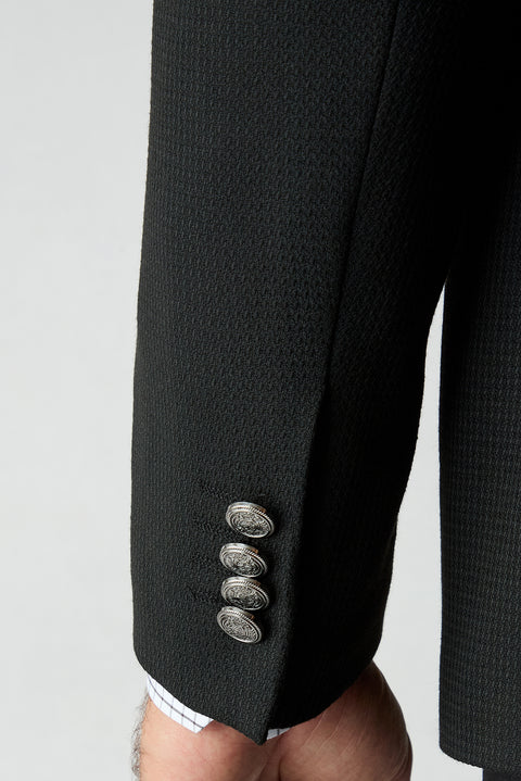 Siyah 4 Drop Relaxed Fit Mono Yaka Armürlü Blazer Ceket