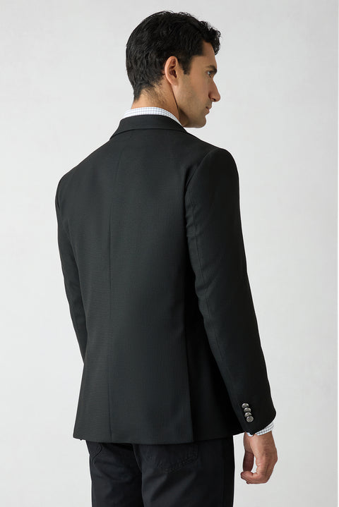 Siyah 4 Drop Relaxed Fit Mono Yaka Armürlü Blazer Ceket