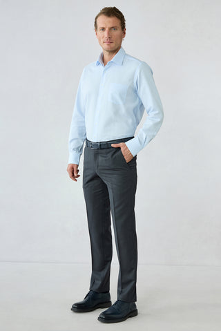  Koyu Füme 7 Drop Slim Fit Armürlü Klasik Pantolon