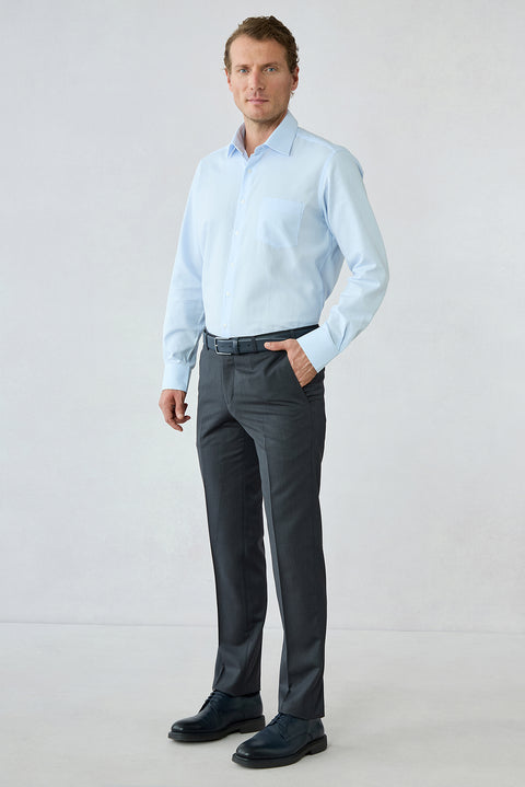 Koyu Füme 7 Drop Slim Fit Dar Kesim Desenli Klasik Kumaş Pantolon