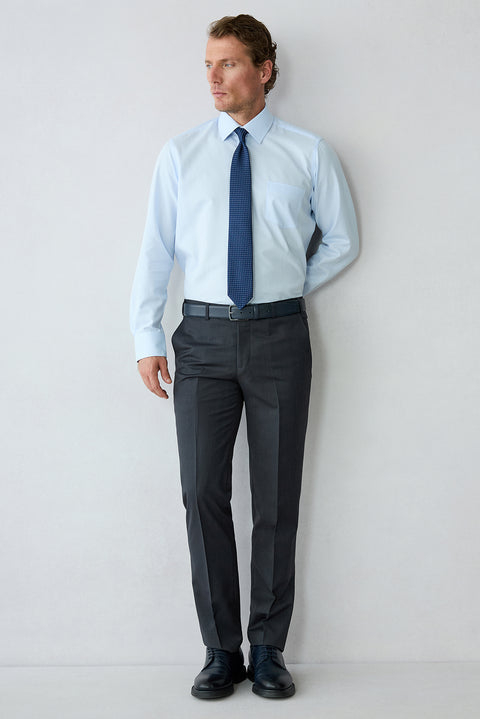 Koyu Füme 7 Drop Slim Fit Dar Kesim Desenli Klasik Kumaş Pantolon