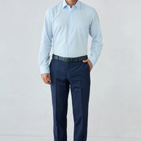 Koyu Lacivert 7 Drop Slim Fit Dar Kesim Desenli Klasik Kumaş Pantolon