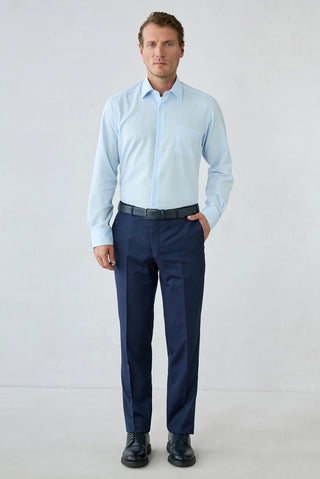  Koyu Lacivert 7 Drop Slim Fit Armürlü Klasik Pantolon