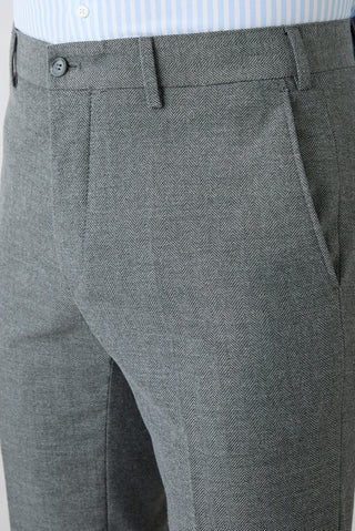  Orta Gri 7 Drop Slim Fit Dar Kesim Desenli Klasik Kumaş Pantolon
