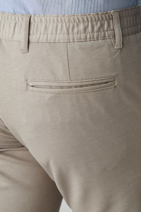 Orta Vizon Straight Regular Fit Lyocell Karışımlı Beli Lastikli Pileli Kanvas / Chino Pantolon